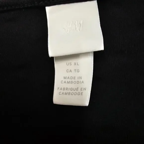 H&M Blouse women XL,Black polka dot puff sleeve Sweetheart collar top - Picture 4 of 5